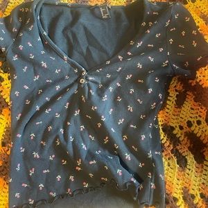 Forever 21 black shirt with roses